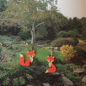🍏50% OFF/3+...Pair of Foxes Dangle Earrings (Reddish)